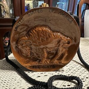 Timmy Woods Signed Buffalo Indian Head Coin Nickel Bag Purse -  Autographed